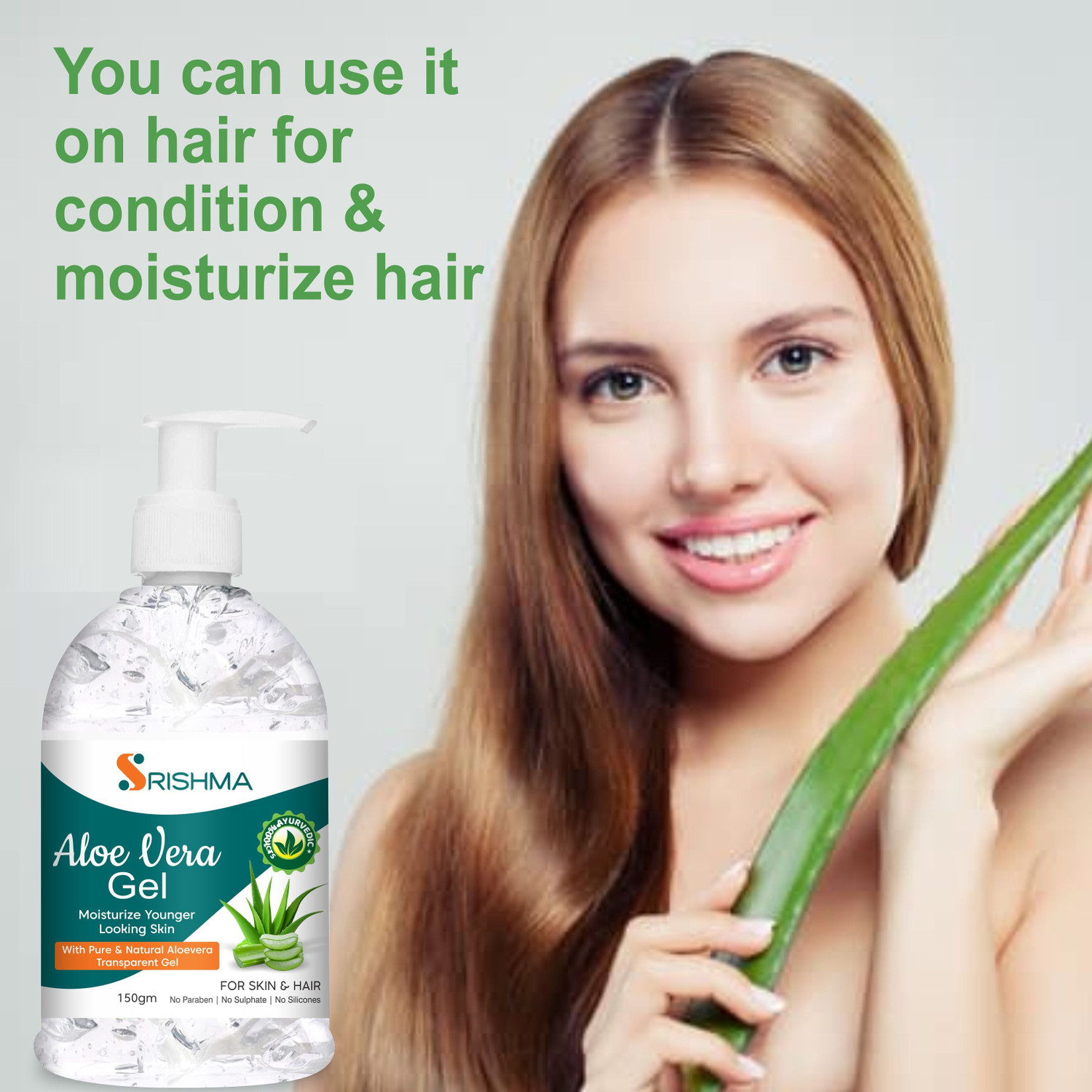 Image of Srishma 100% Pure Aloe Vera Gel for Glowing Face, Skin & Hair