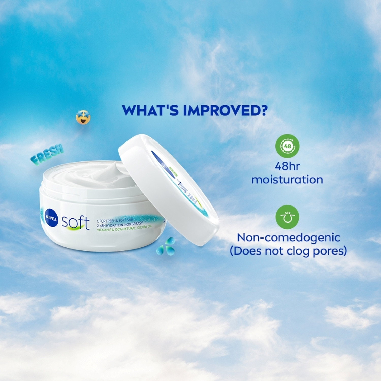 Image of NIVEA Soft Light Moisturizer for Face, Hand & Body, Non-Sticky Cream with Vitamin E & Jojoba Oil
