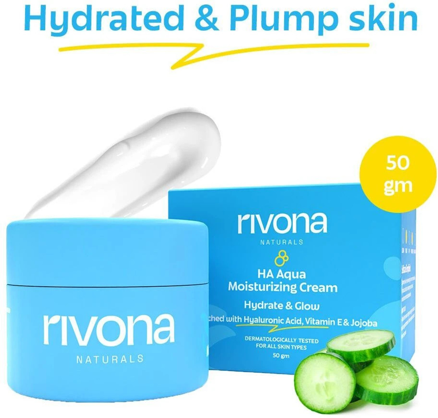 Image of RIVONA NATURALS Aqua Moisturizing & Hydrating Day Cream for Moisturization, Damage Repair, Natural Nourishment & Total Protection with Anti Aging Properties - 50 G
