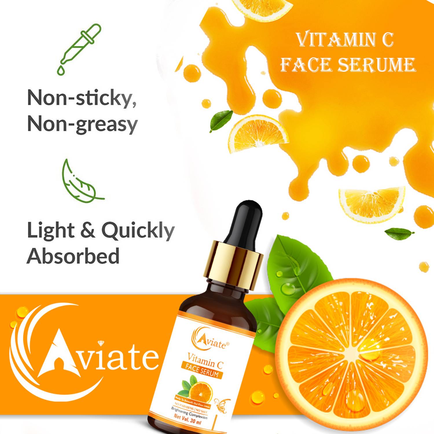 Aviate Face Serum with 10% Vitamin C | Brighten & Reduces Dark Spots