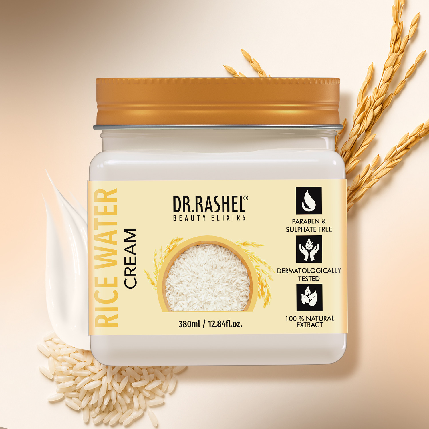 Image of DR.RASHEL Rice Water Face & Body Cream with Rice Water & Aloe Vera | Hydration & Radiance