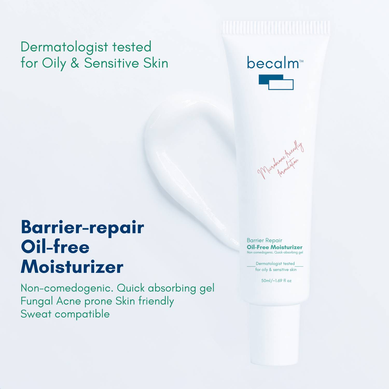 Becalm Barrier Repair Oil-Free Moisturiser for Oily Skin - Image 2