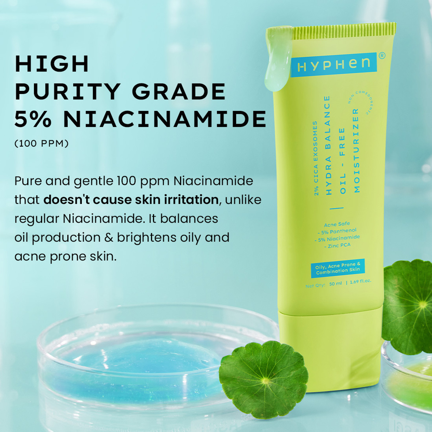 Image of HYPHEN 2% Cica Oil-free Moisturizer With 5% Niacinamide| For Acne-prone, Oily, Dry Skin