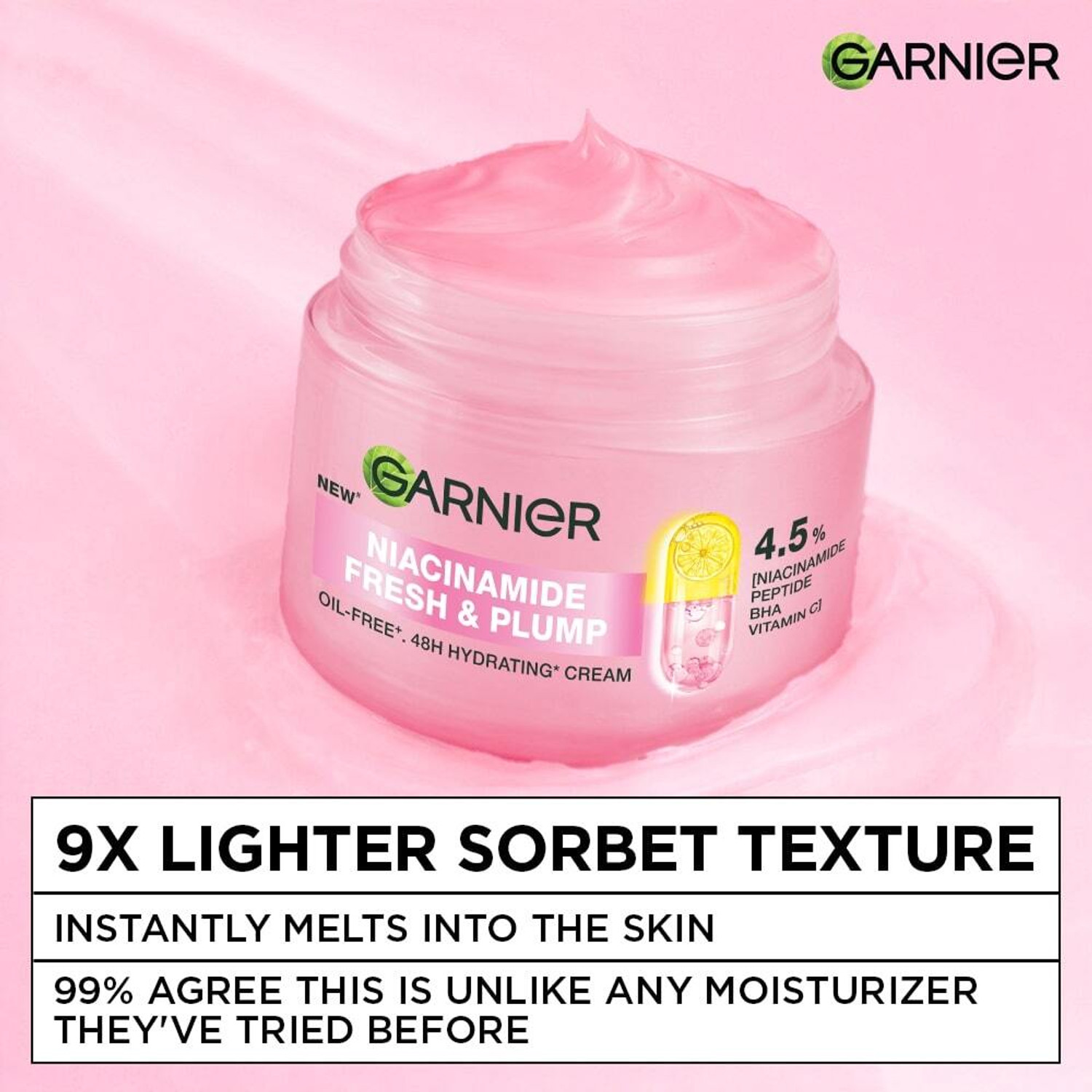 Image of GARNIER Fresh & Plump Niacinamide Sorbet Moisturizer Cream, For Hydration & Plumping