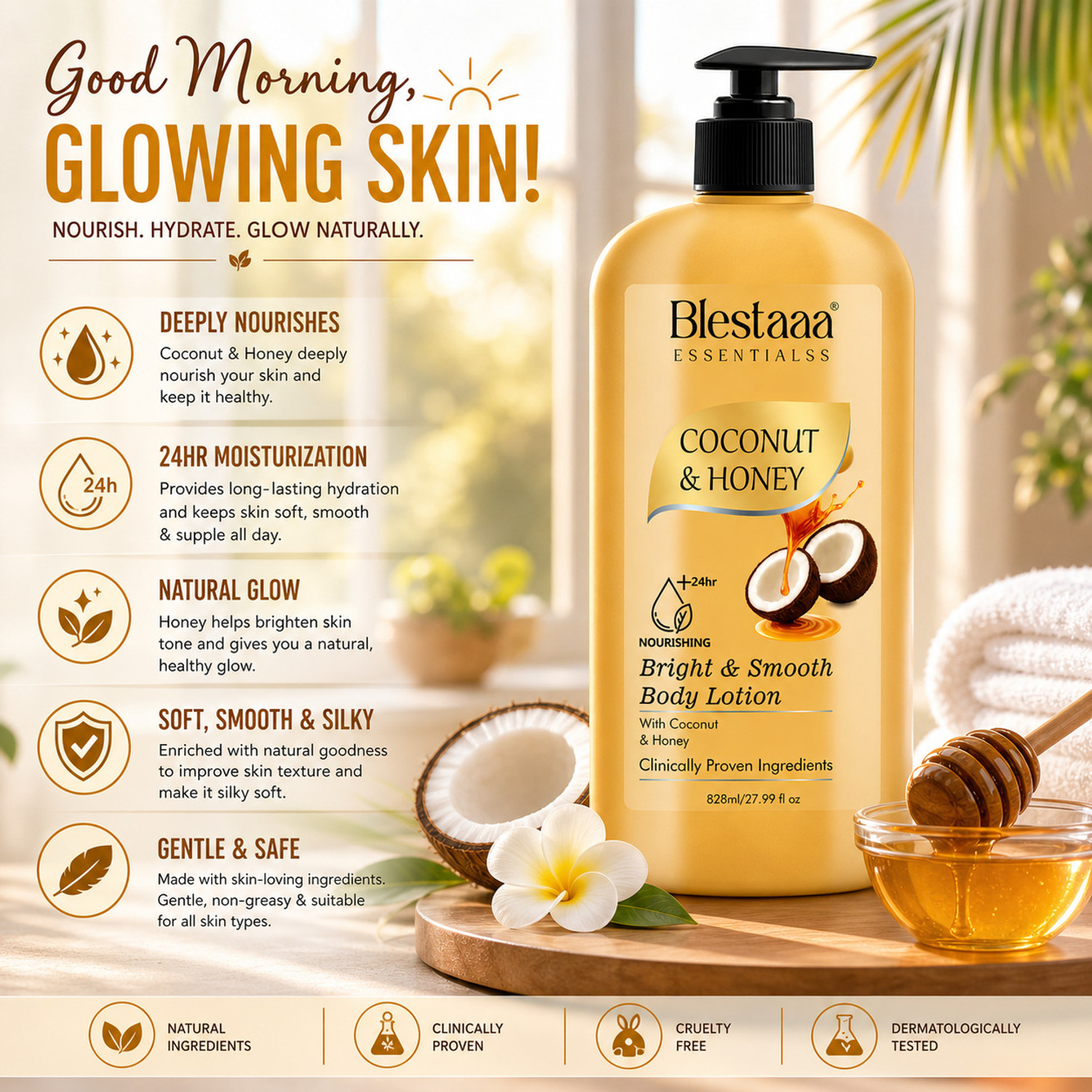 Image of blestaaa essentialss Moisturizing Coconut Honey Lotion for Smooth, Hydrated Skin