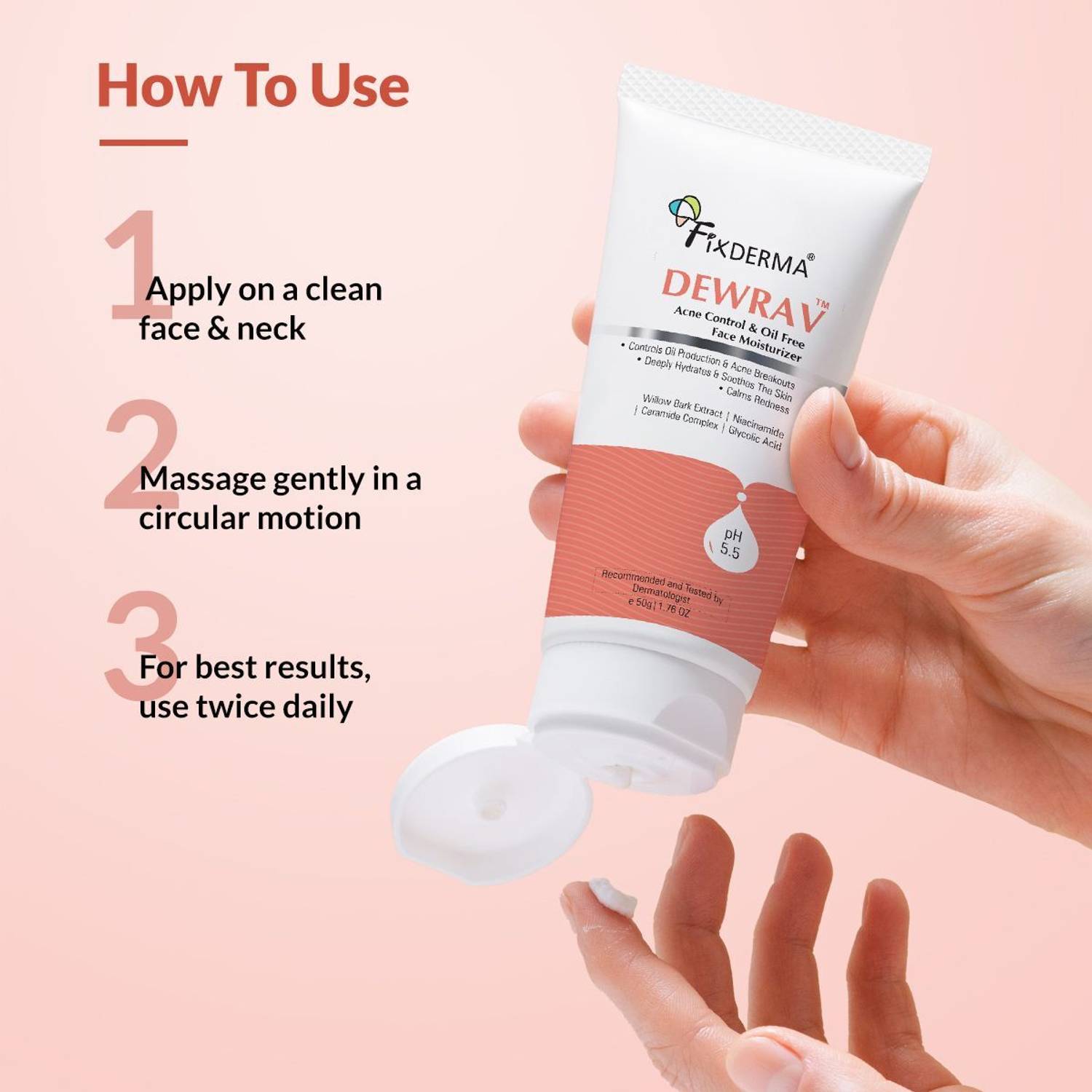 Fixderma Dewrav Acne Control Face Moisturizer 50g - Image 5