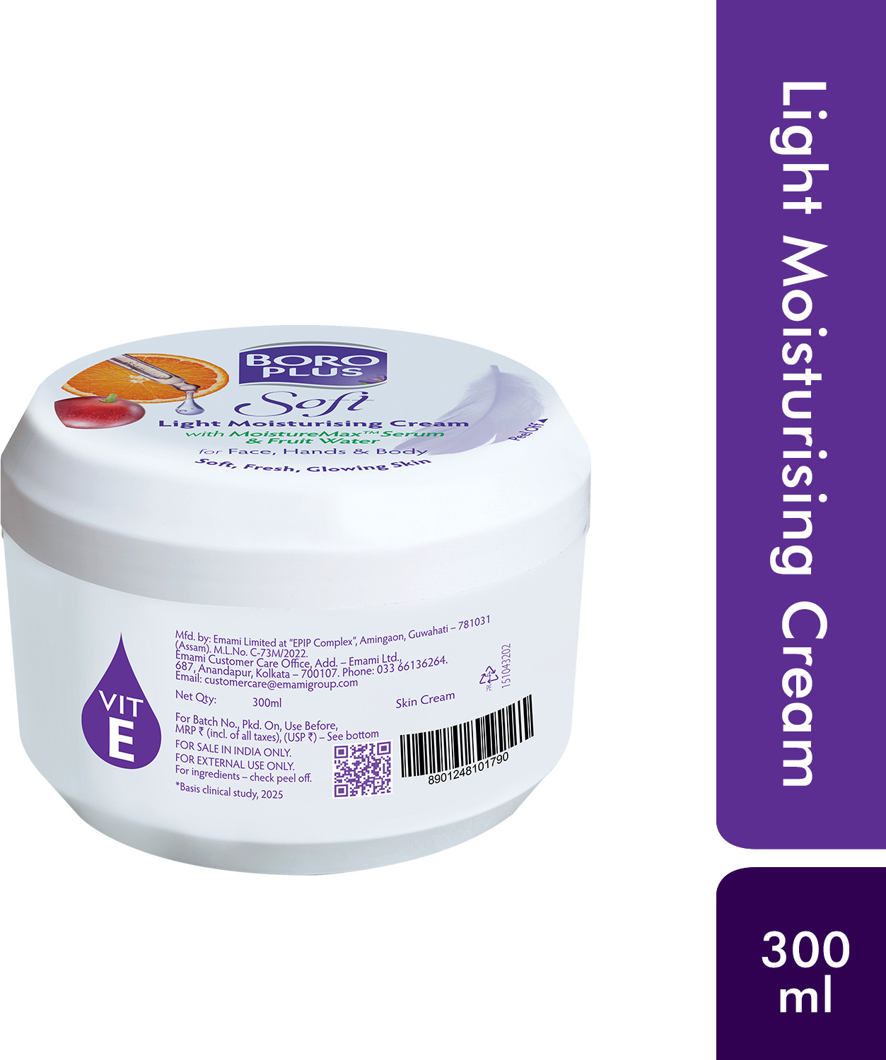 Image of BOROPLUS SOFT MOISTURIZING CREAM FOR NOURISH & SMOOTH LIGHT SKIN PACK OF - 300ml x 1