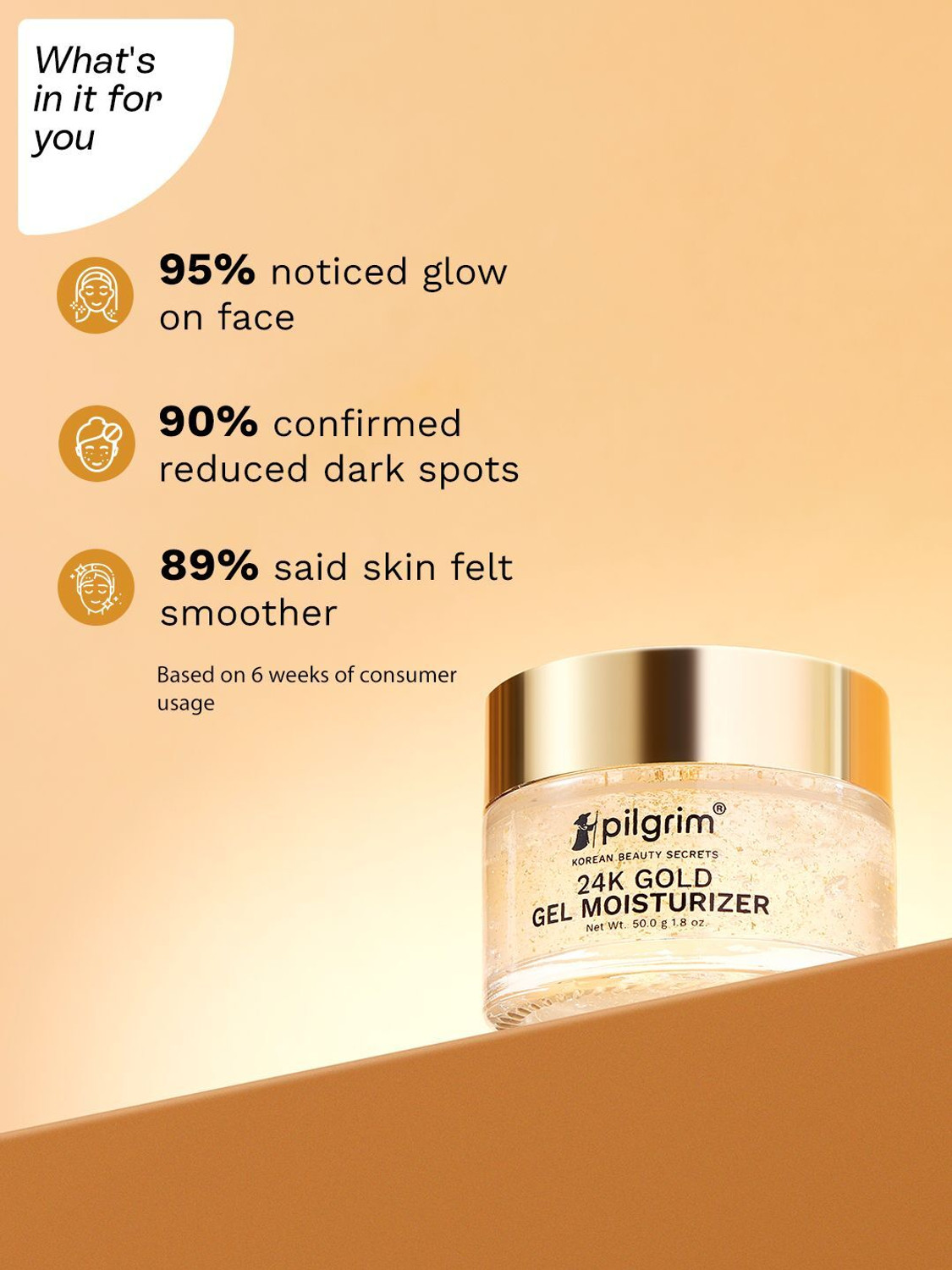 Image of Pilgrim 24k Gold Gel Moisturizer with Hyaluronic Acid & Alpha Arbutin