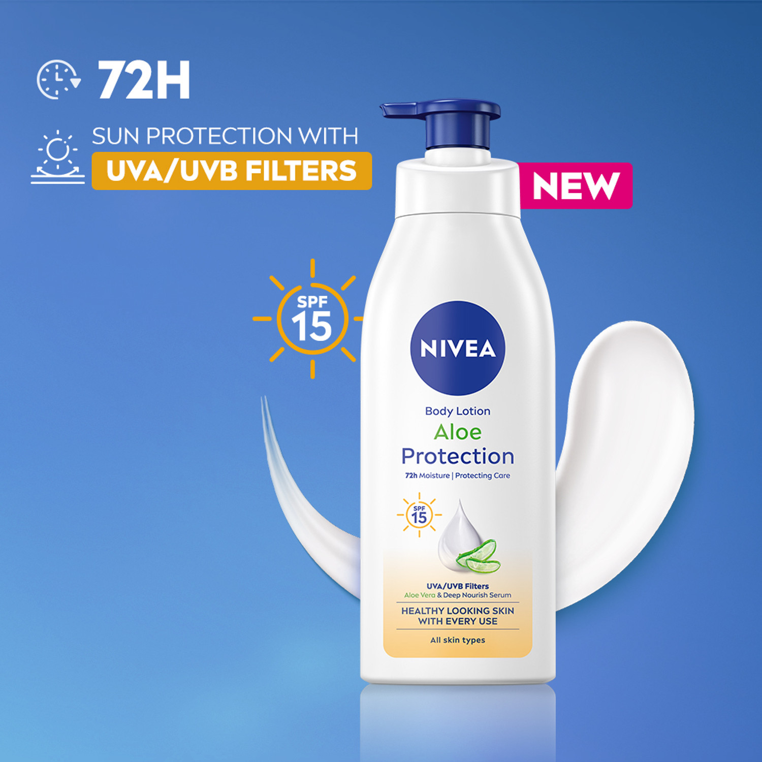 Image of NIVEA Aloe Protection, Hydrating Moisturizer Body Lotion, Natural Aloe Vera & SPF 15