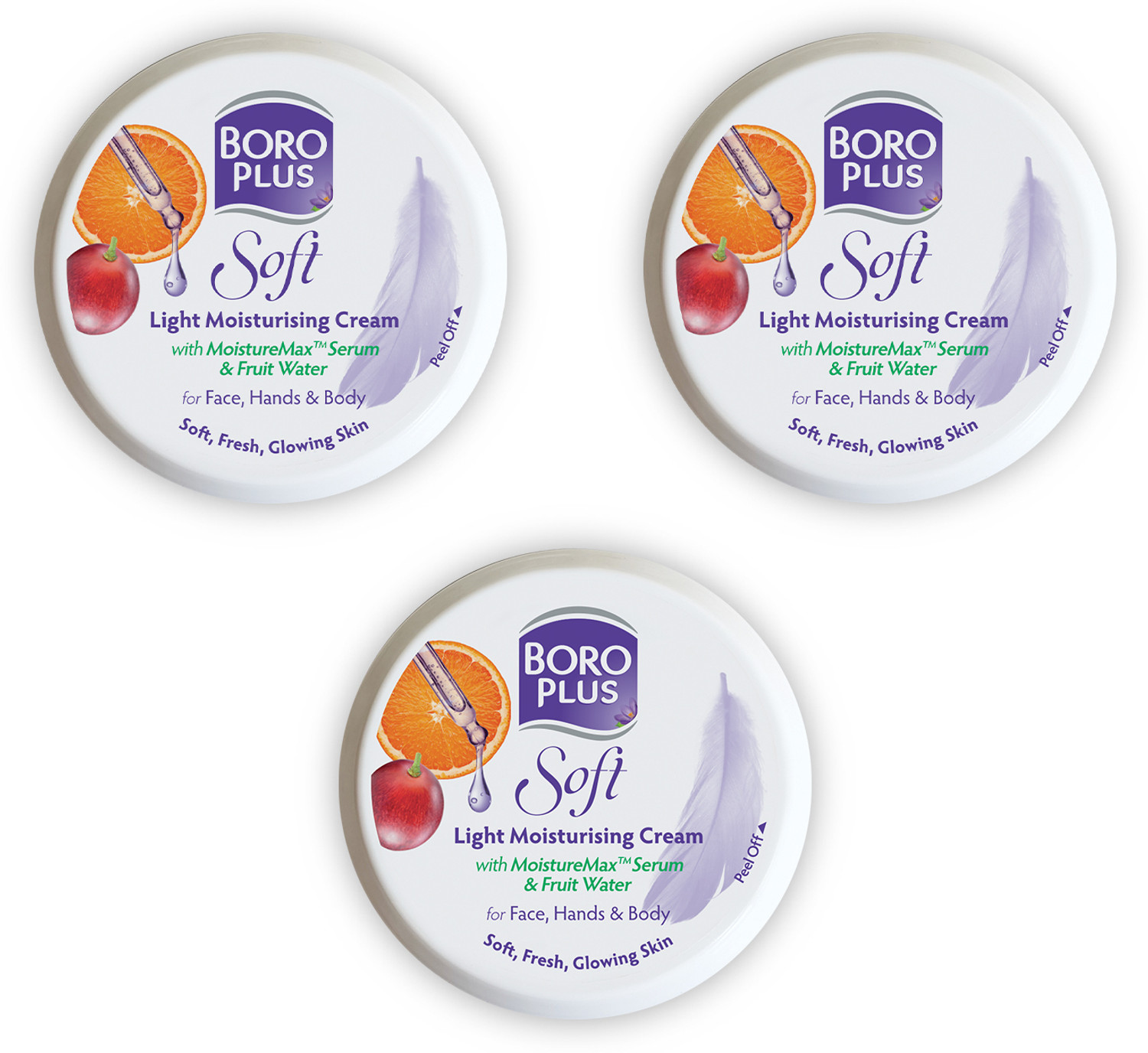 Image of BOROPLUS SOFT MOISTURIZING CREAM FOR NOURISH & SMOOTH LIGHT SKIN PACK OF - 300ml x 3