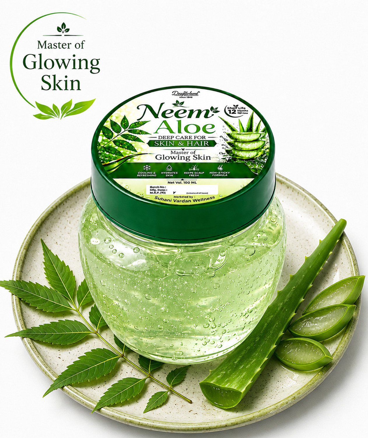 Image of deepsuhani Neem Aloe Vera Gel for Skin & Hair | Glowing Skin Care