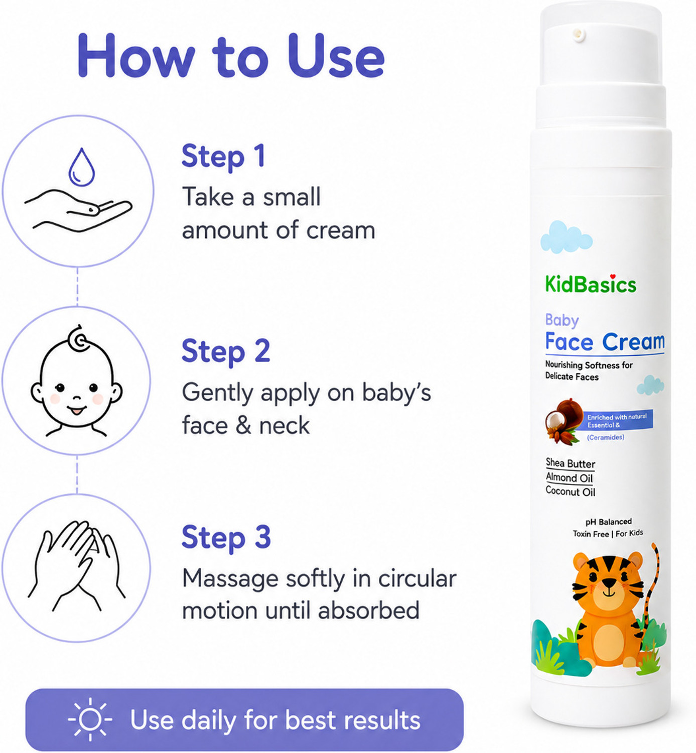 Image of KIDBASICS Baby Face Cream for Moisturizing | Shea Butter & Aloe Vera | Gentle Skin Care
