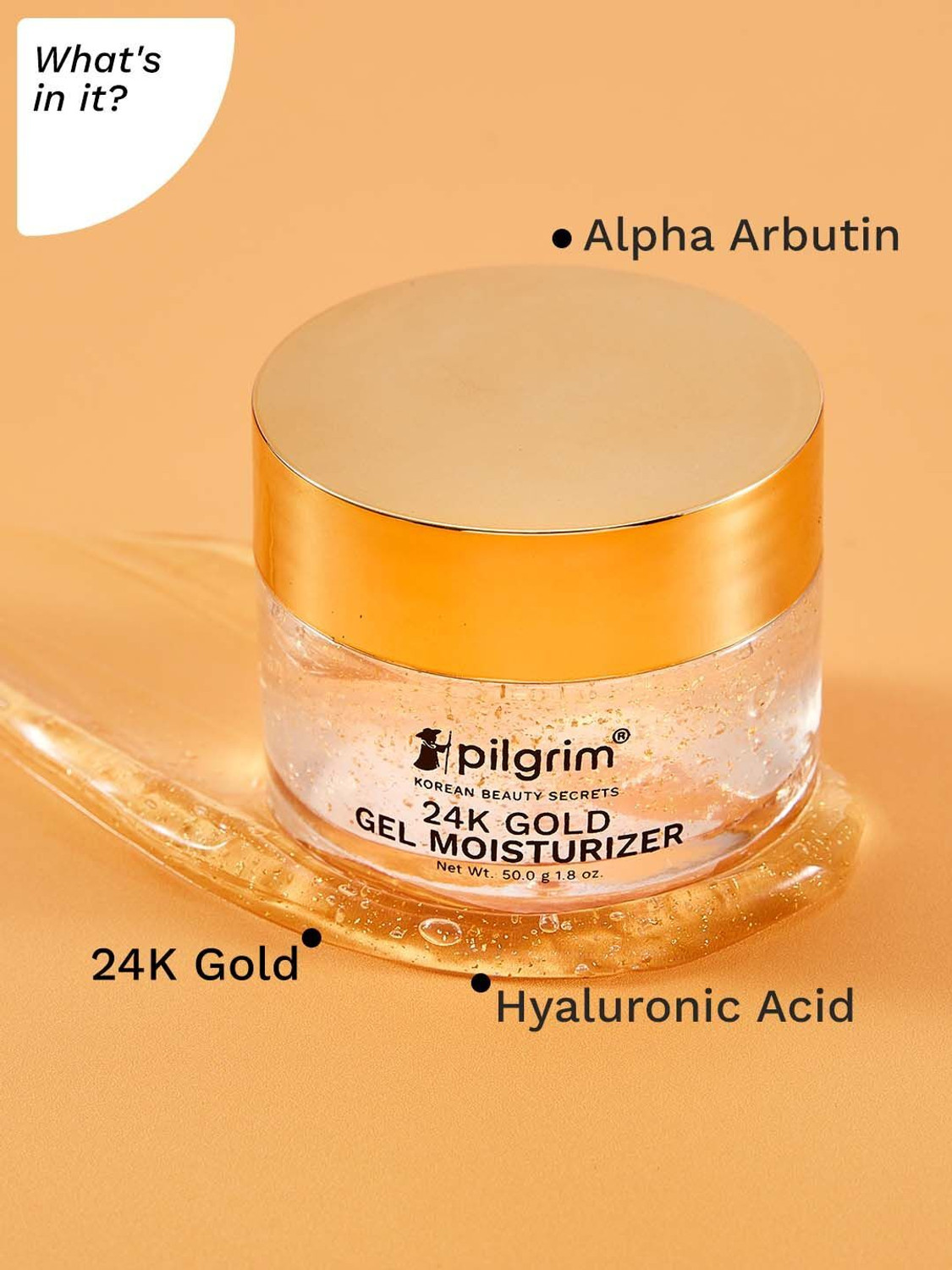 Image of Pilgrim 24k Gold Gel Moisturizer with Hyaluronic Acid & Alpha Arbutin