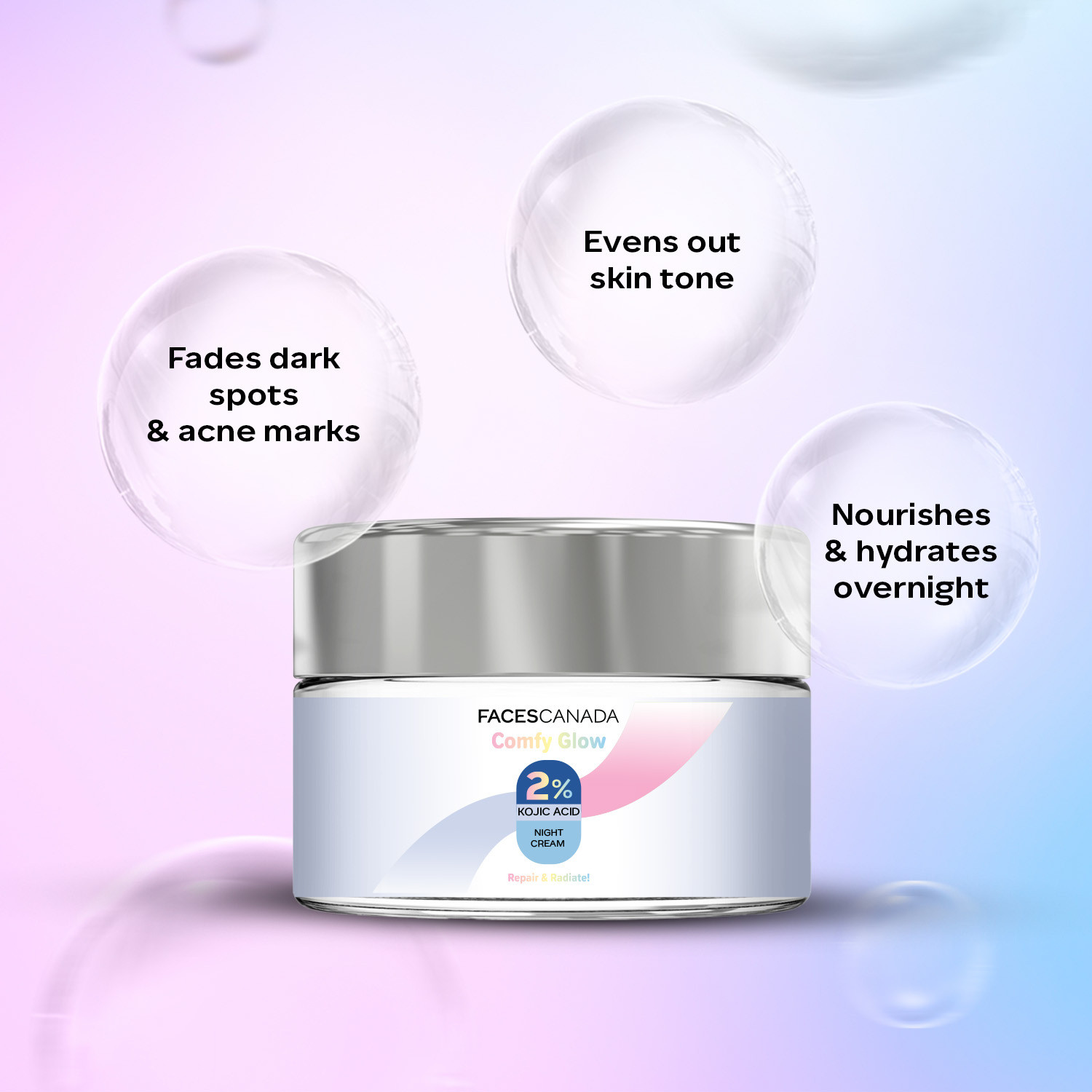 Image of FACES CANADA Comfy Glow 2% Kojic Acid Night Cream | Brigtens Skin | Fades Dark Spots