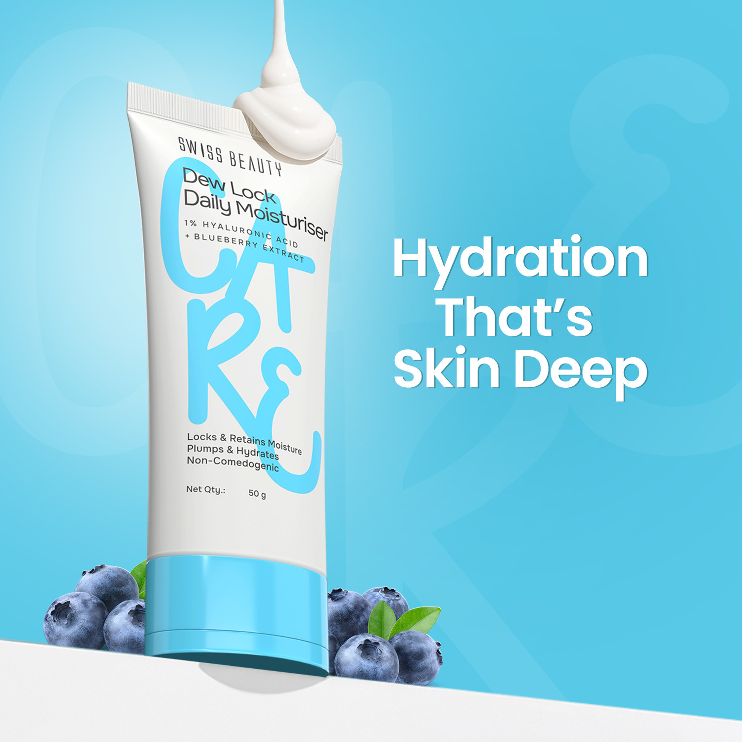Image of SWISS BEAUTY Dew Lock Daily Moisturiser - 1% Hyaluronic Acid & Blueberry Extract 50gm