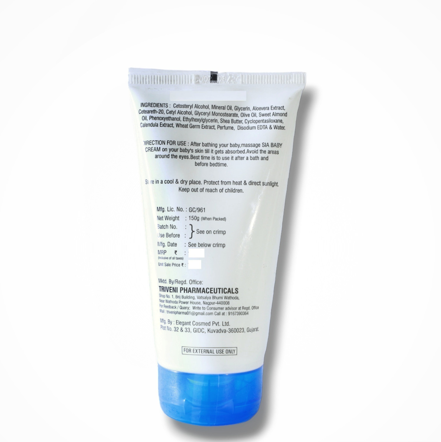 Image of Sia Natural Baby Cream Help to Keep Baby's Face Soft and Moisture Lock Protection
