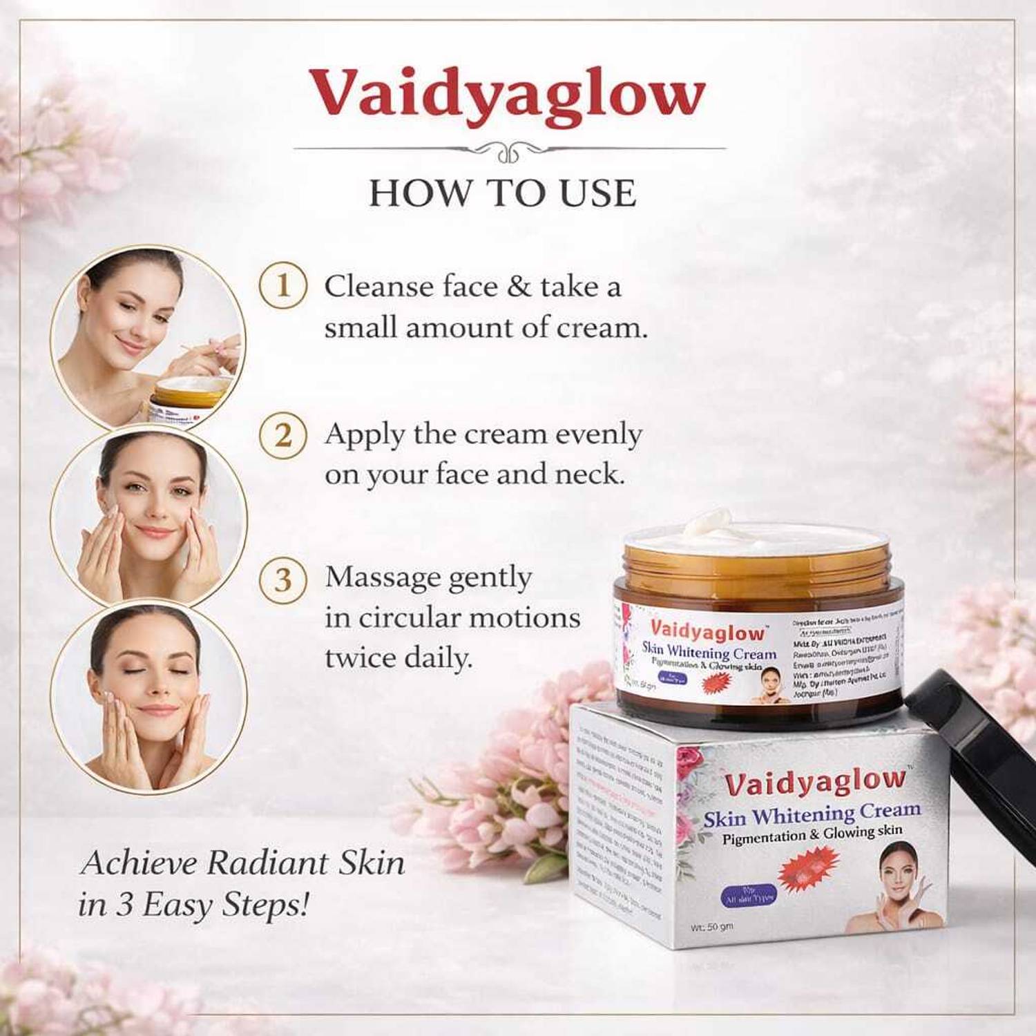 vaidyaglow glutathione skin whitening Vaidyaglow FULL Body Whitening Lotion Glutathione & Vitamin C main image 0