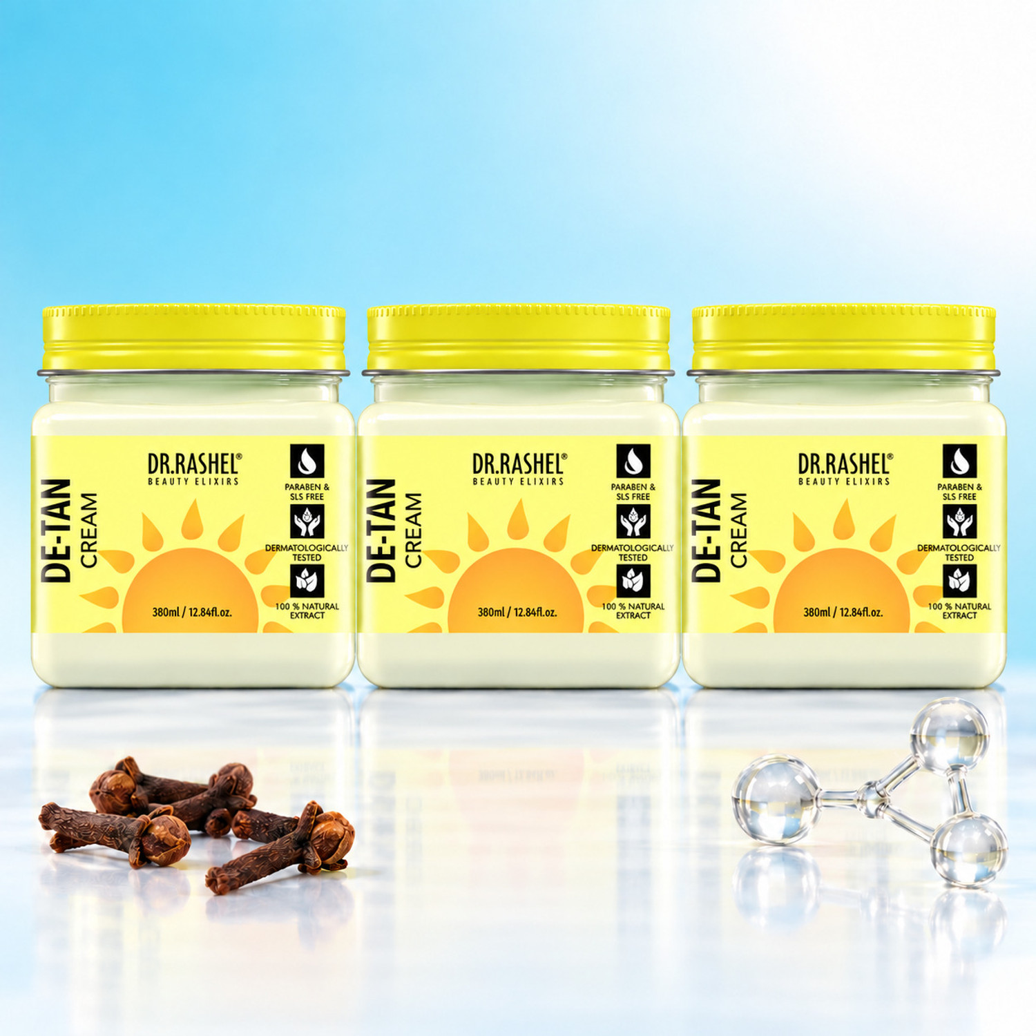 DR.RASHEL De-Tan Cream with Clove & Glycerin | Fades Tan & Restores Glow (Pack of 3)