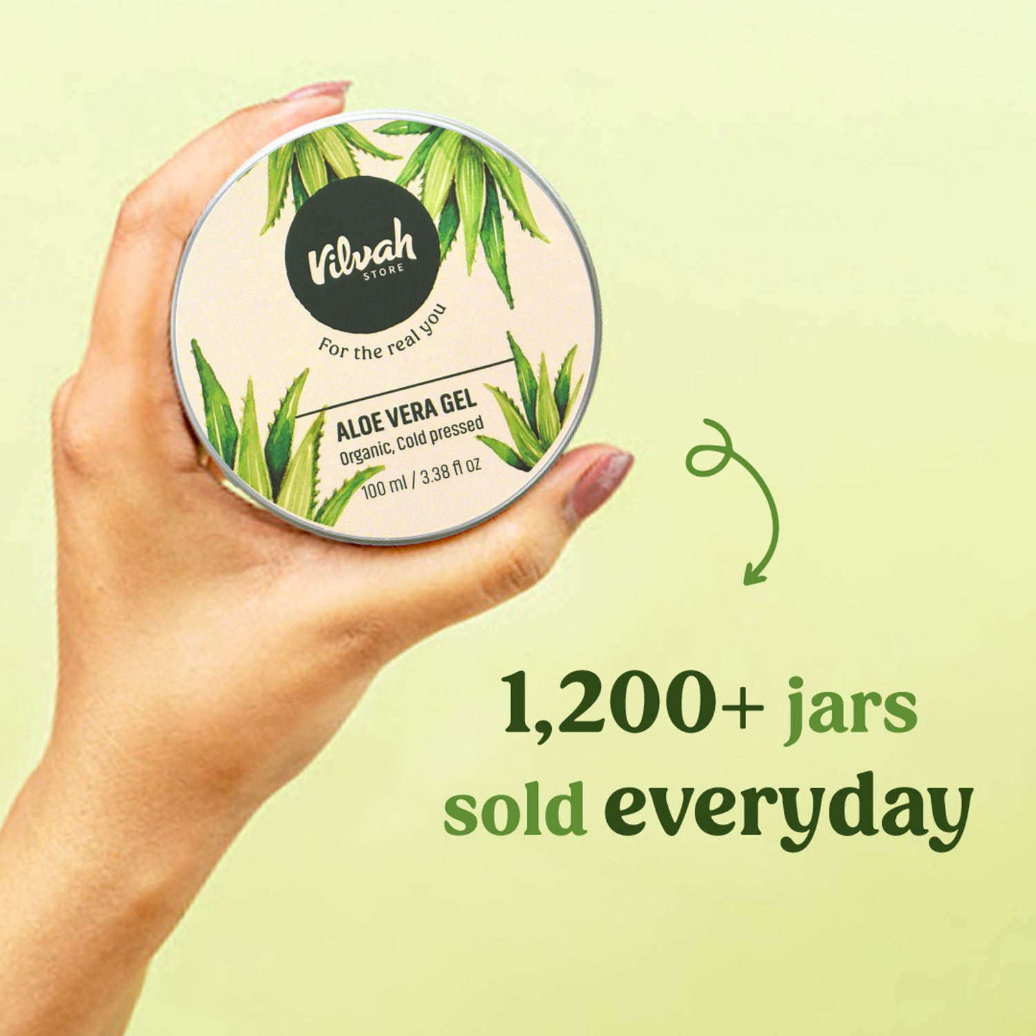 Image of Vilvah Store Vilvah Aloe Vera Gel with Vitamin E and No Paraben