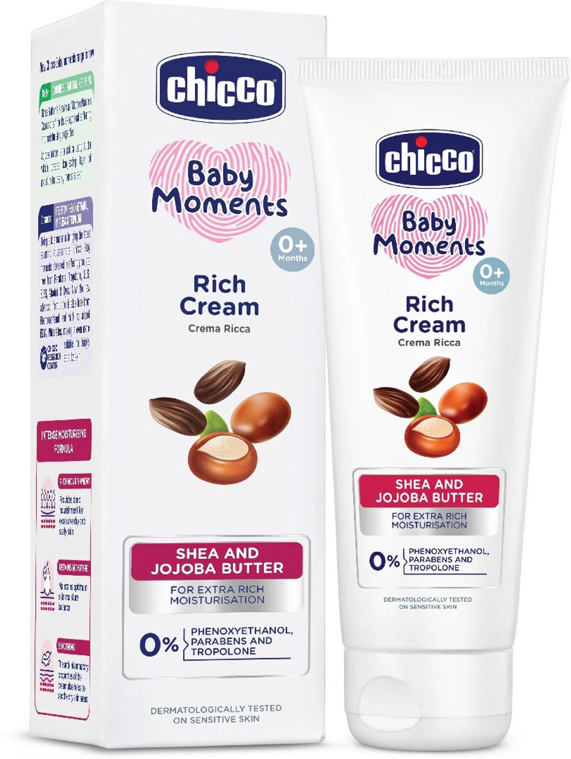 Image of Chicco Baby Moments Rich Cream, Paraben & Phenoxyethanol Free, 0M+