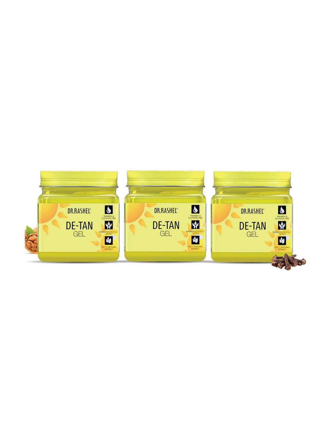 DR.RASHEL De-Tan Gel with Clove Extract & Glycerin | Hydrates & Reduces Tan (Pack of 3)
