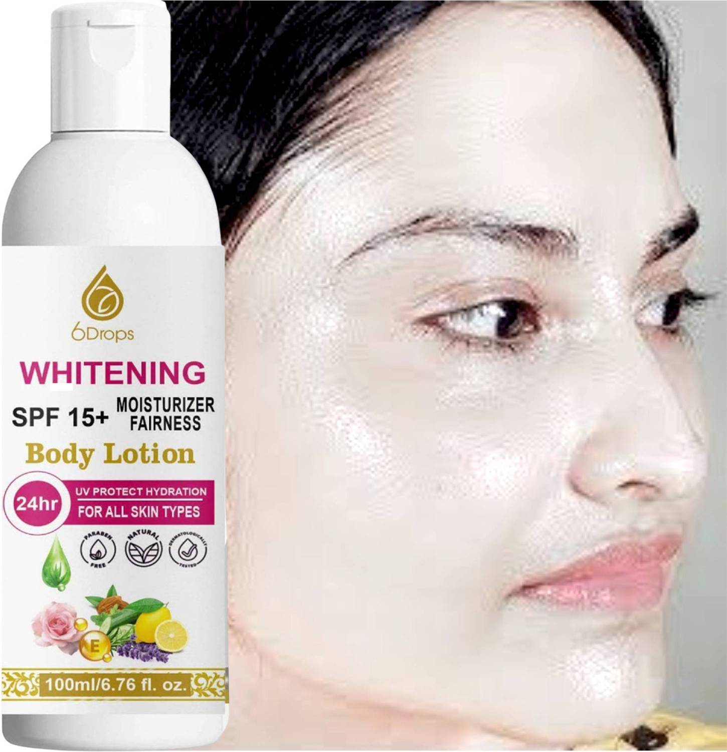 6Drops Body Lotion For Unisex Moisturizer Fairness SPF15+ (100 ml)_