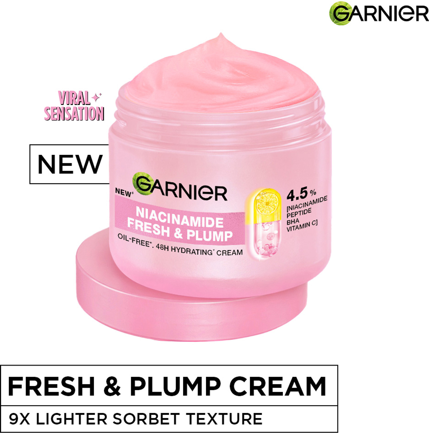 Image of GARNIER Fresh & Plump Niacinamide Sorbet Moisturizer Cream, For Hydration & Plumping