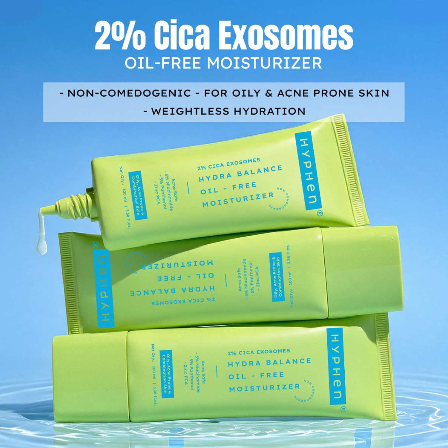 Image of HYPHEN 2% Cica Oil-free Moisturizer With 5% Niacinamide| For Acne-prone, Oily, Dry Skin
