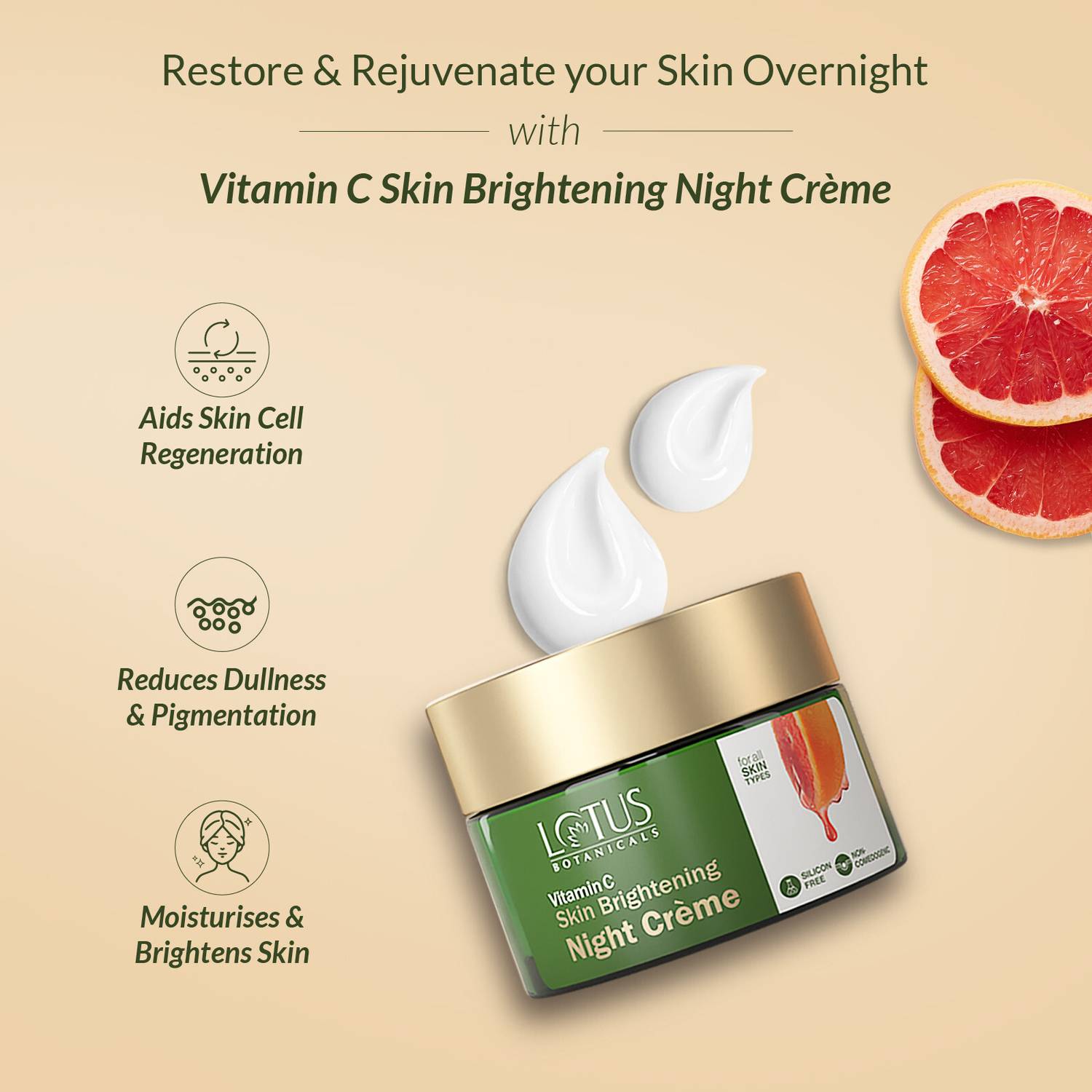 Lotus Botanicals Vitamin C Skin Brightening Night Creme 50g - Image 3