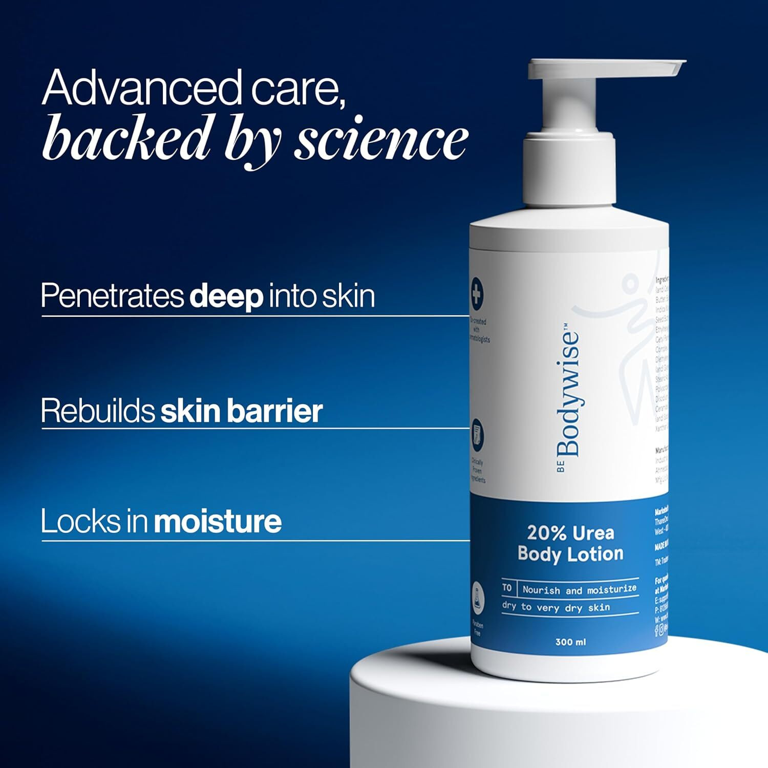 Image of Be Bodywise 20% Urea Body Lotion for Very Dry & Flaky Skin Repair |48H Hydration| 300 ml x 2