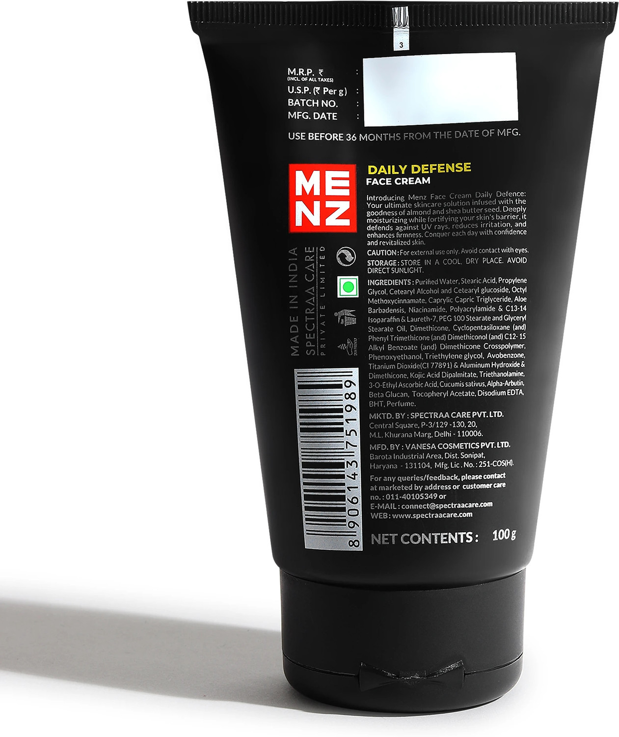 Image of MENZ Luxury Daily Defense Face Cream With Skin Brightening & Sun Protection For Gents
