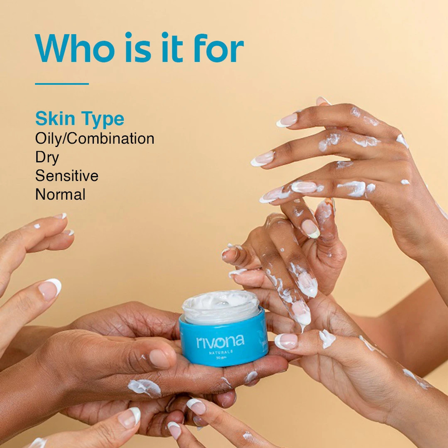 Image of RIVONA NATURALS Aqua Moisturizing & Hydrating Day Cream for Moisturization, Damage Repair, Natural Nourishment & Total Protection with Anti Aging Properties - 50 G