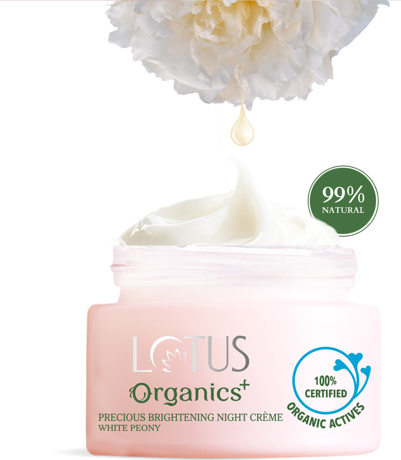 Image of Lotus Organics+ Precious Brightening Night Creme Whit Peony | For Dark Spots | Night Moisturiser