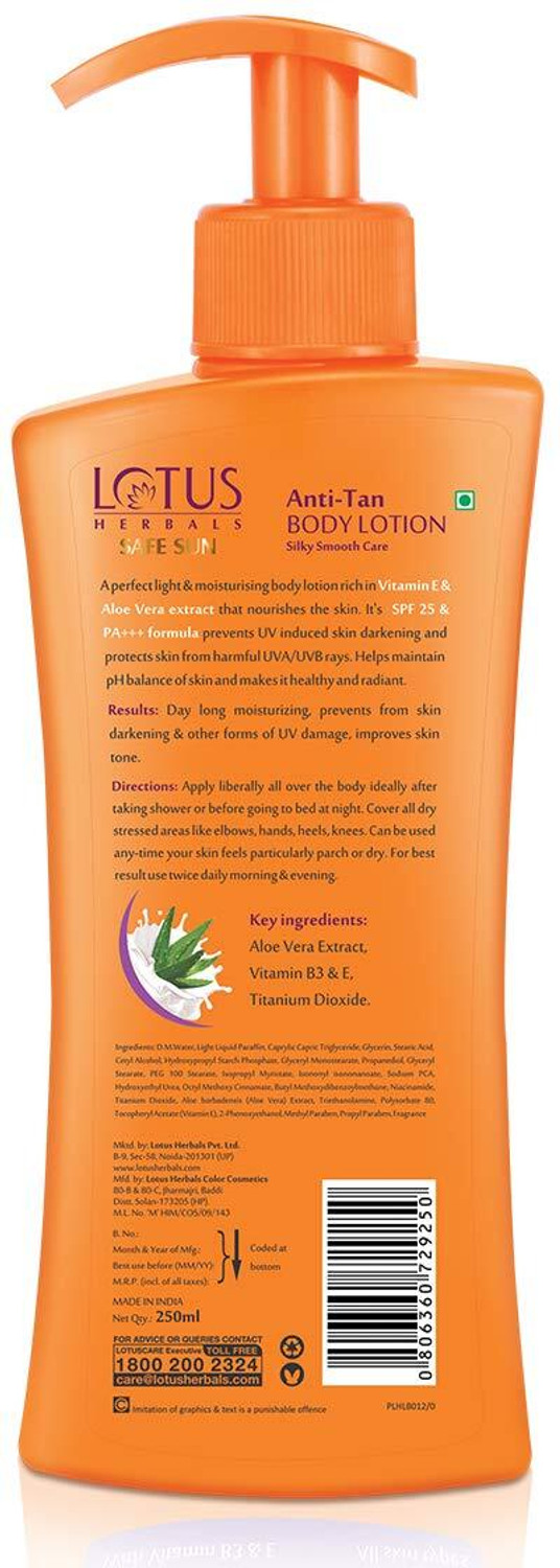 Image of LOTUS HERBALS SAFESUN ANTI -TAN BODY LOTION