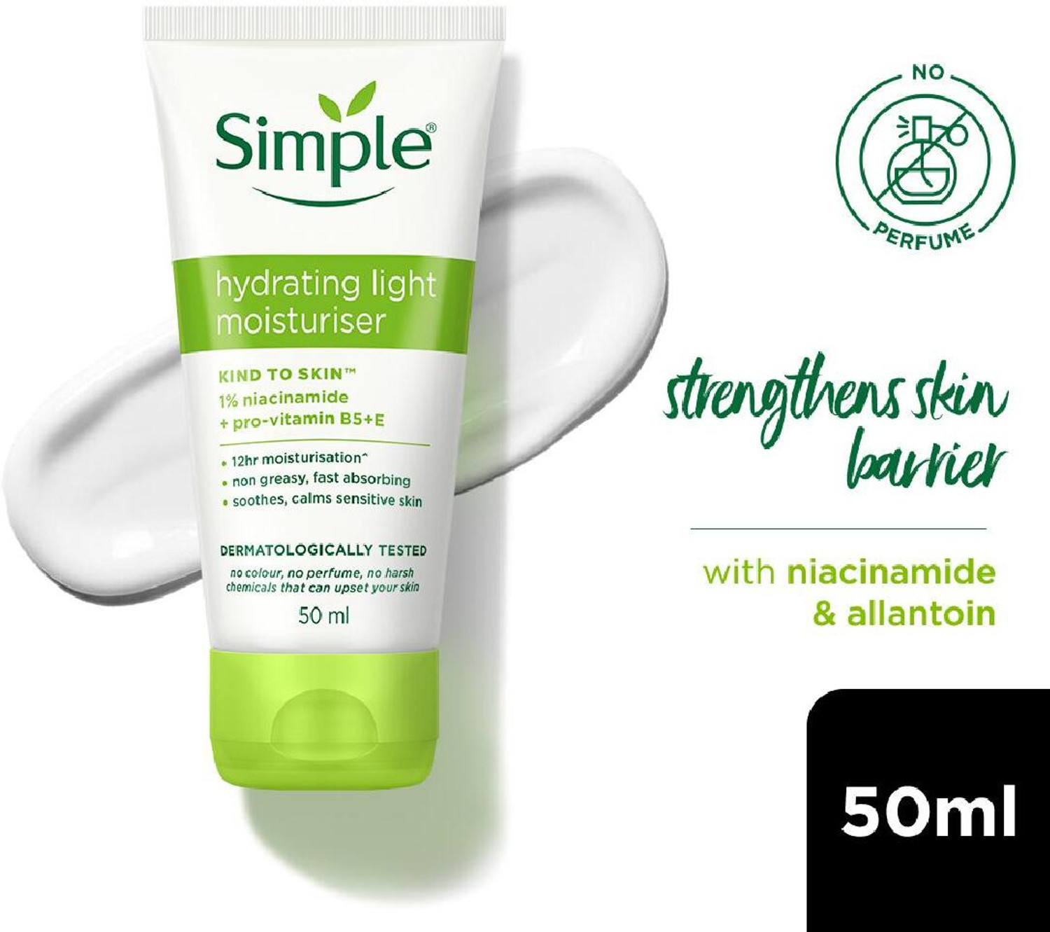 Image of Simple Hydrating LightMoisturiser,50ml 12hr Hydration NonGreasy Formula for Smooth Skin