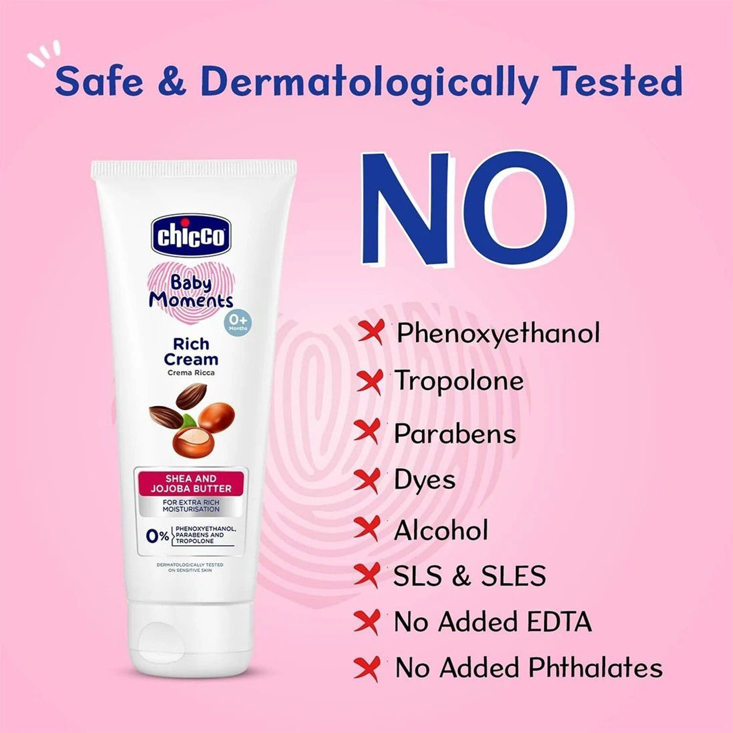 Image of Chicco Baby Moments Rich Cream, Paraben & Phenoxyethanol Free, 0M+