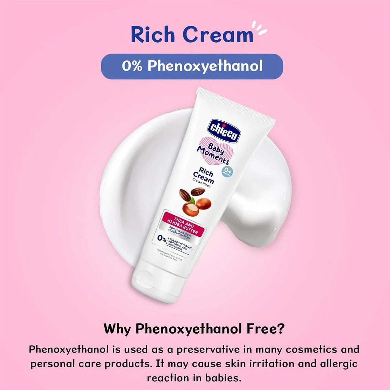 Image of Chicco Baby Moments Rich Cream, Paraben & Phenoxyethanol Free, 0M+