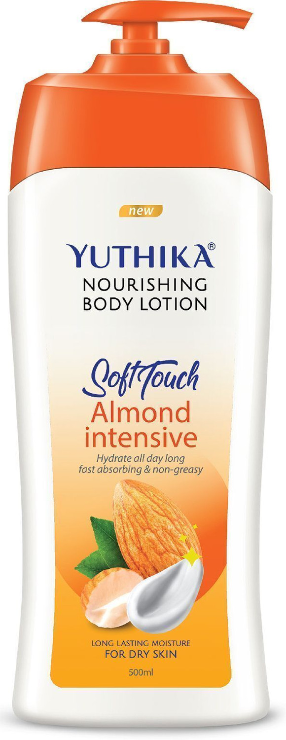 Image of Yuthika Almond Soft Touch Body Lotion For Women & Men, Hydrating, Non-Greasy