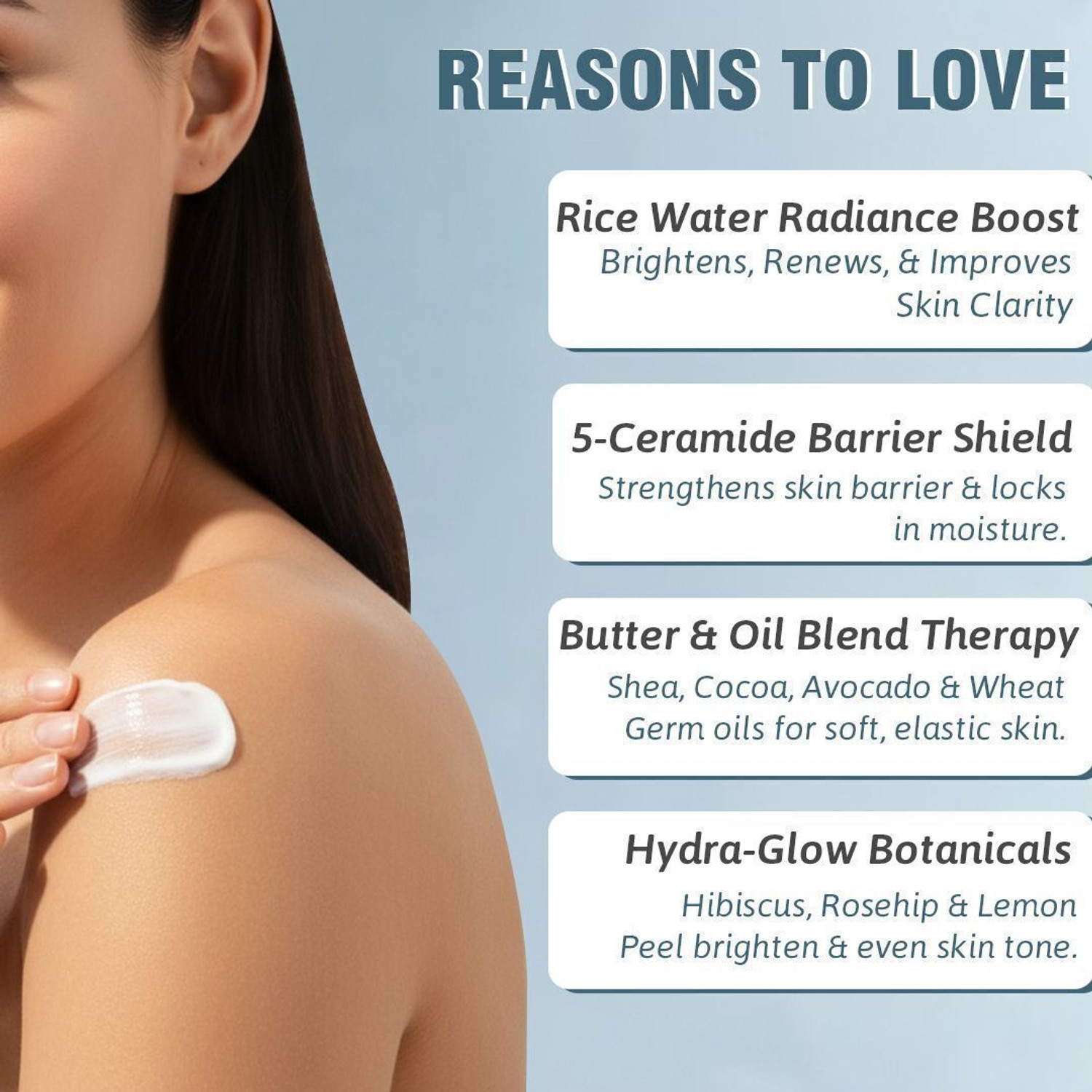 Image of GLAMVEDA Rice & Ceramide Glass Skin Body Lotion | Moisturizer | 24 hrs Moisture lock