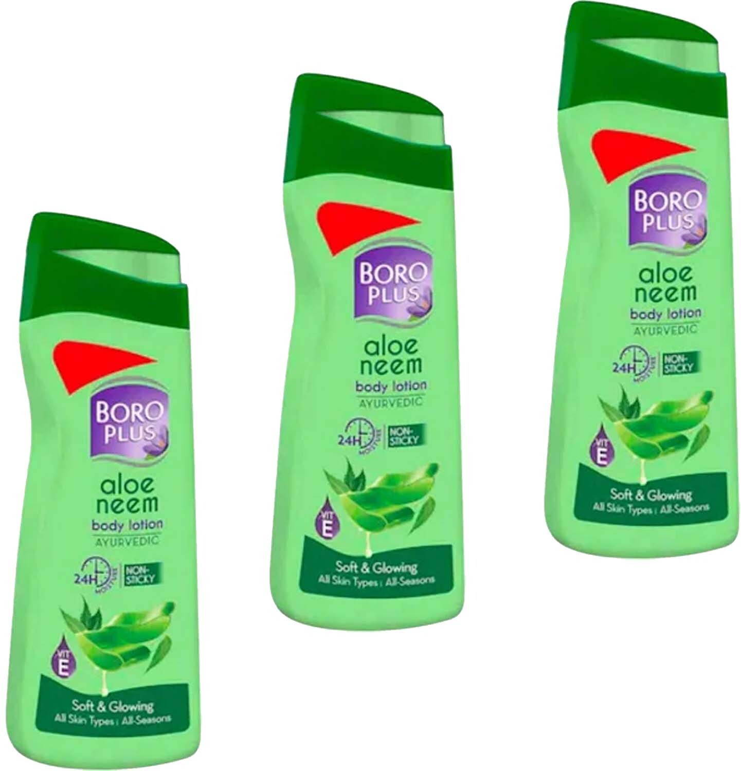 Image of BOROPLUS ALOE ALOEVERA BODY LOTION FOR 24hr SOFTNING & GLOWING SKIN PACK OF - 100ml x 3