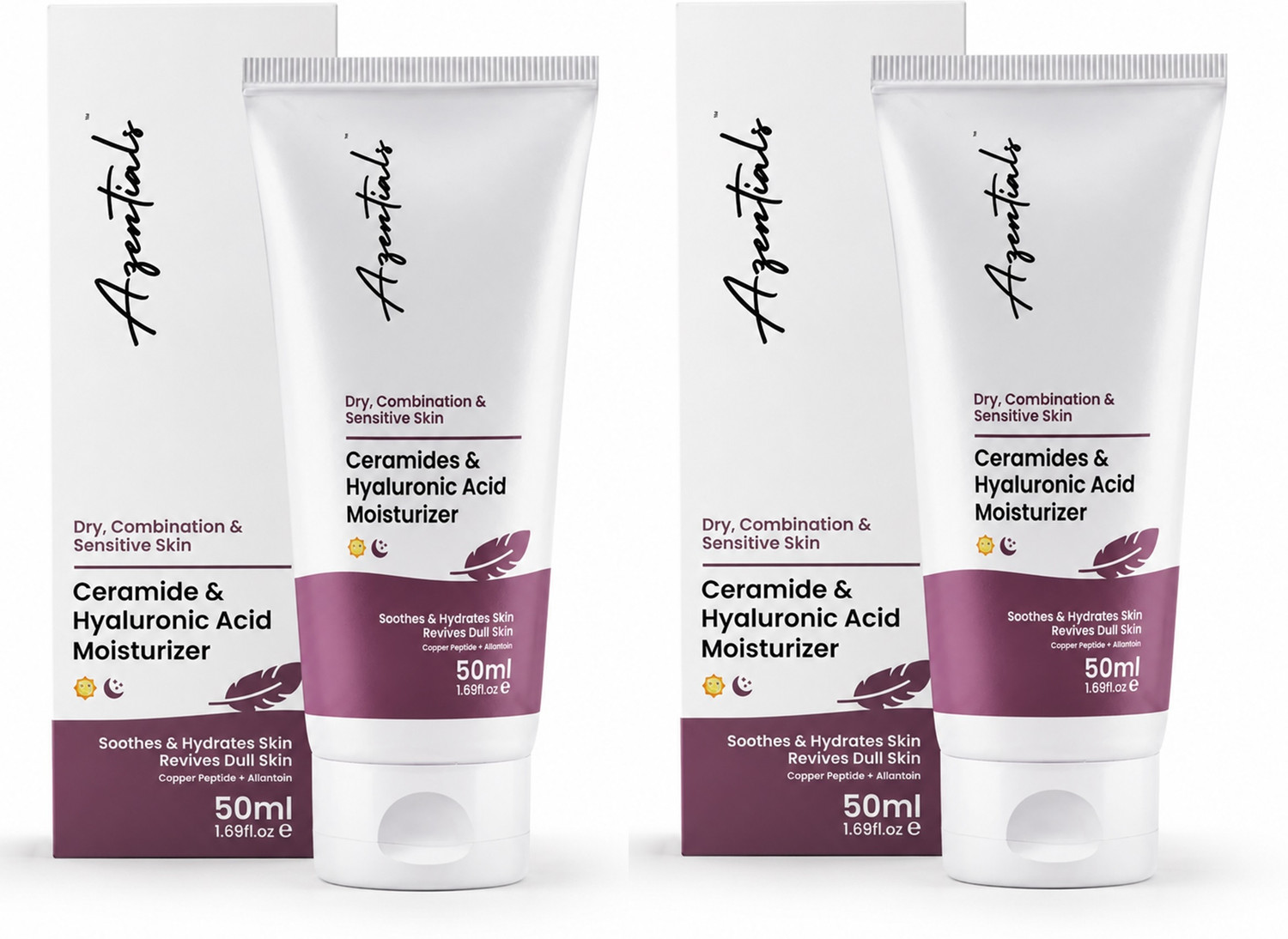 Azentials Ceramide & Hyaluronic Acid Cream for Intense & Long-Lasting Hydration (Pack 2)