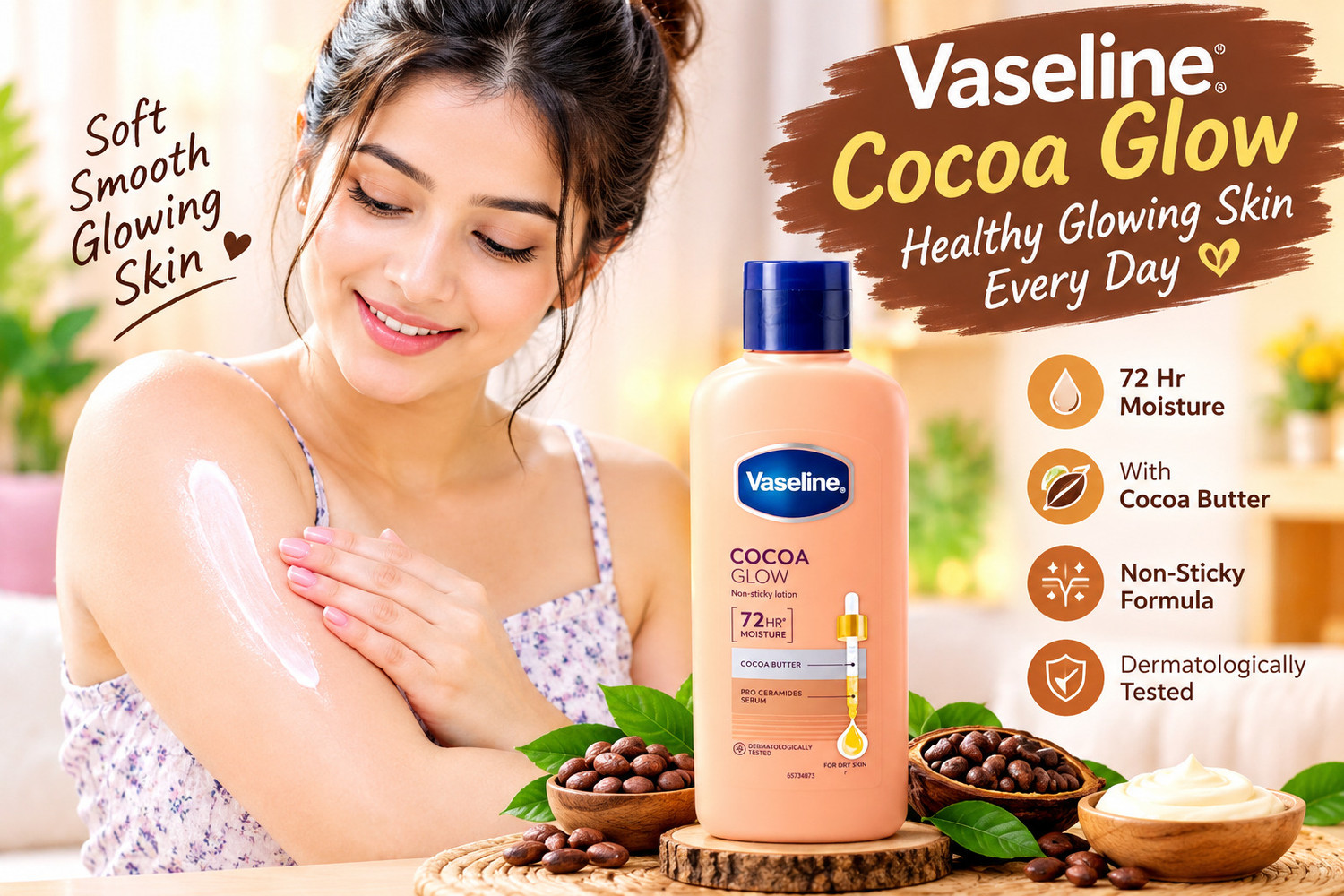 Image of Vaseline cocoa glow lotion 90ml (90 ml)