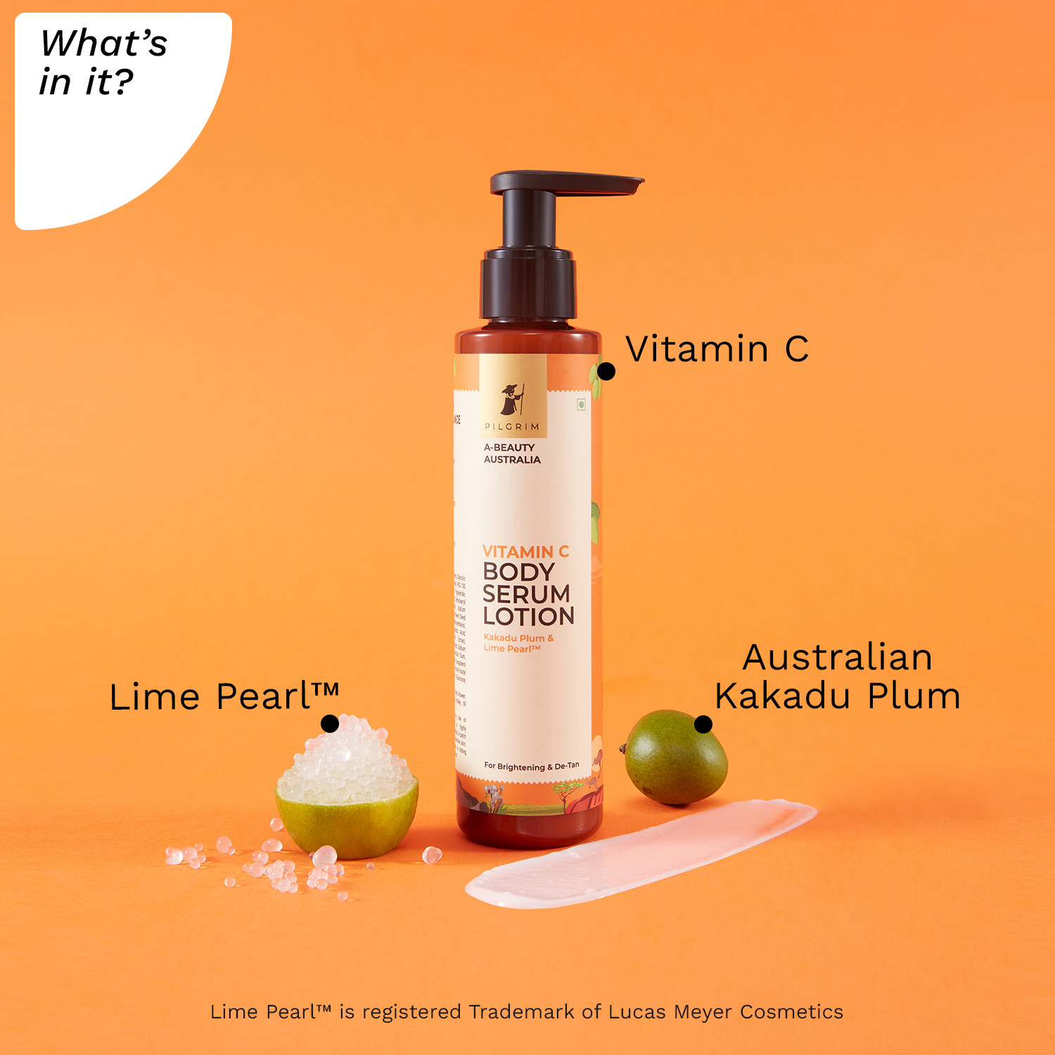 Image of Pilgrim Vitamin C Body Serum Lotion With Kakadu Plum & Lime Pearl | Brightening & De-Tan