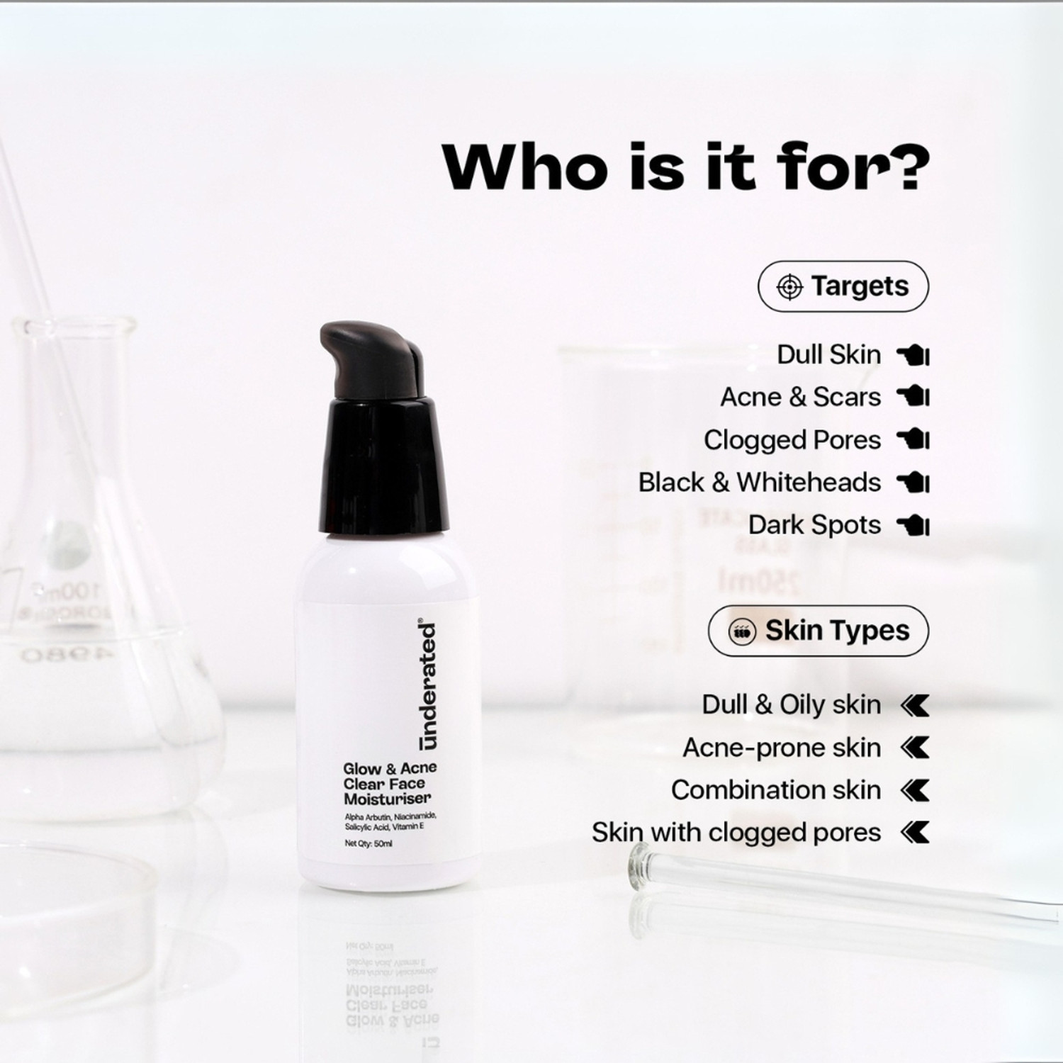 Image of UNDERATED Glow and Acne Clear FaceMoisturizer Powered with SalicylicAcid and VitaminE