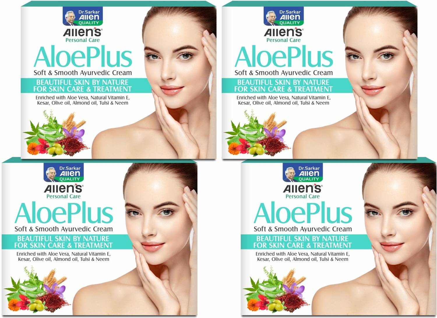 Allen's AloePlus Soft & Smooth Ayurvedic Cream (50g X 4)