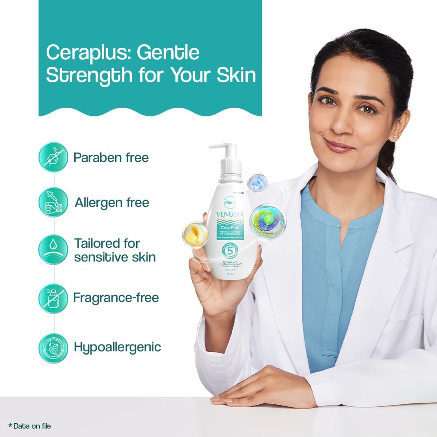 Image of Dr. Reddy's Venusia Ceraplus Lotion for Dry Skin 5 Essential Ceramides