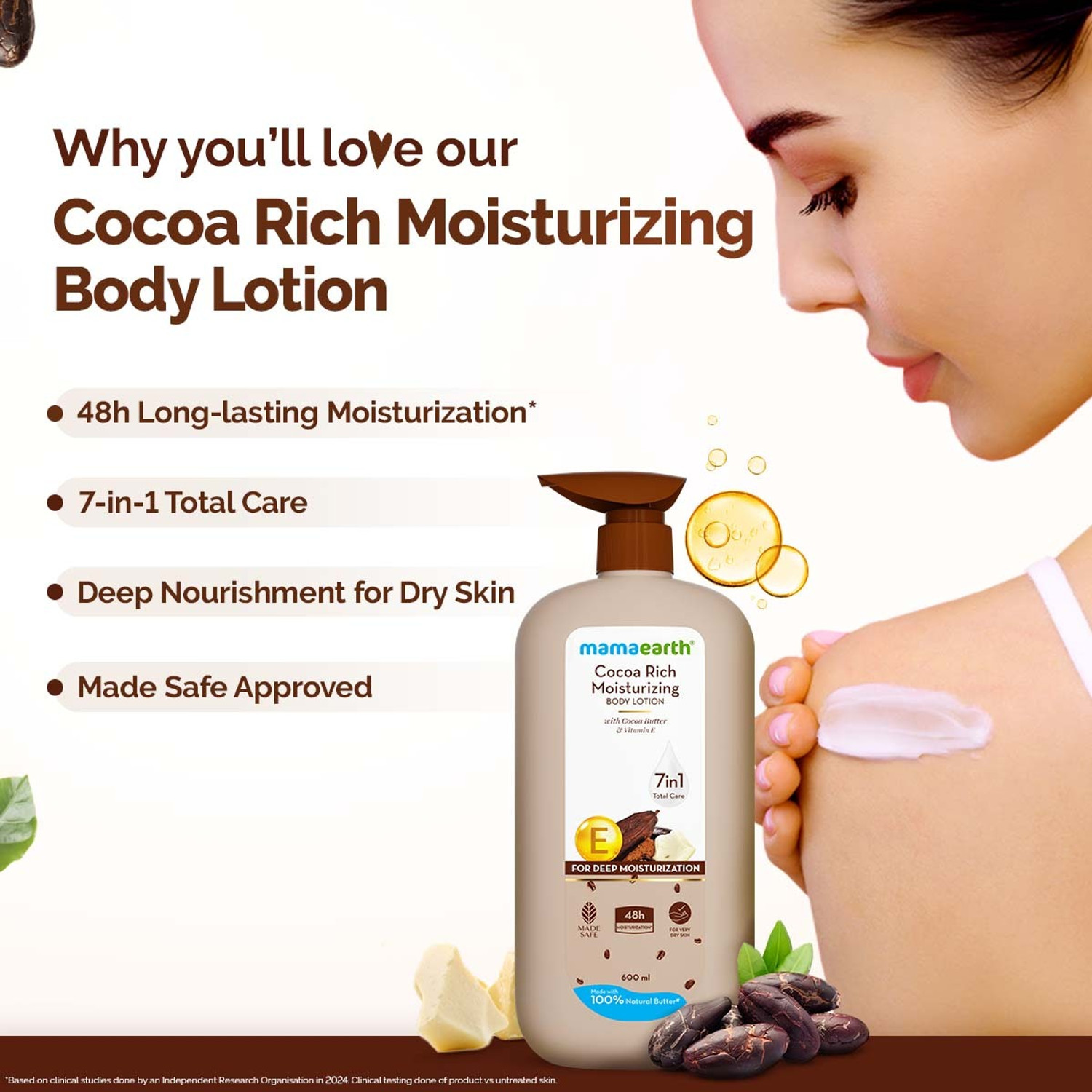 Image of Mamaearth Cocoa Rich Moisturizing Body Lotion with Cocoa Butter & VitaminE Moisturization