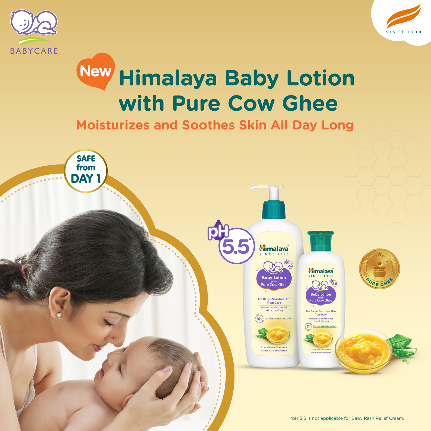 Image of HIMALAYA Baby Lotion With Pure Cow Ghee 700mL | Ph5.5 | Safe For Newborns' Sensitive Skin
