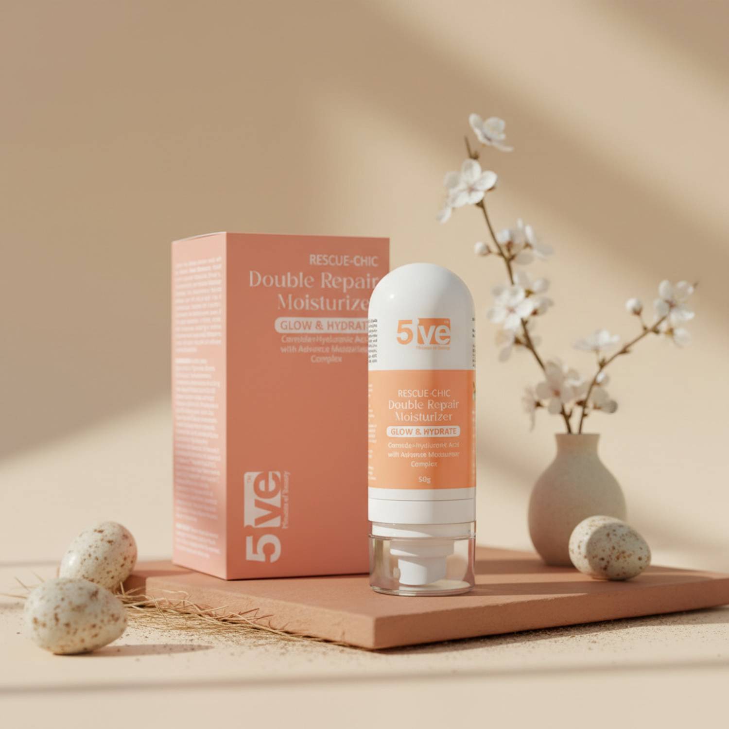 5ive Minutes of Beauty Moisturizer for Face, Rescue-Chic Double Repair - Glow & Hydrate