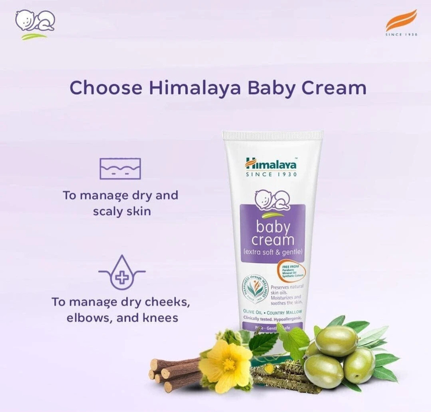 Image of HIMALAYA Baby Cream With Extra Soft Moisturization, Contains Olive OIl &B Country Mallow